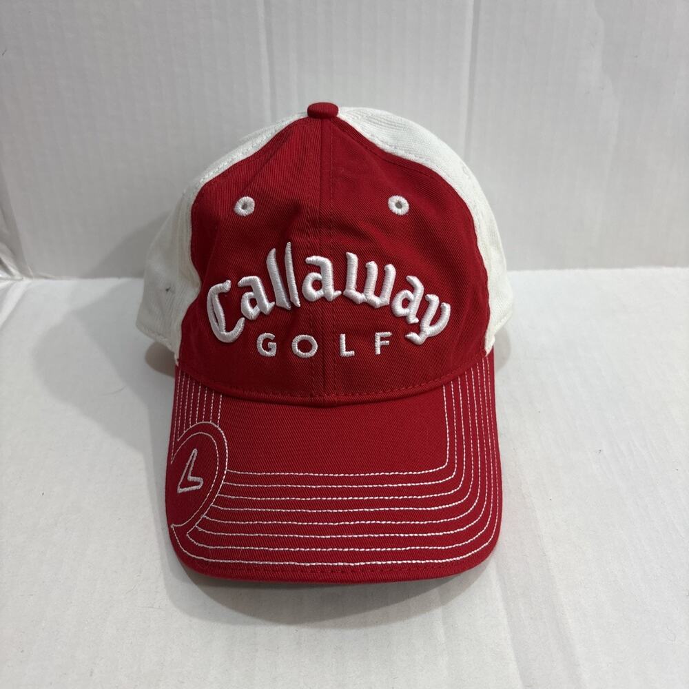 Callaway Golf Embroidered Hat Red White Strap Back New Era Cap Corduroy
